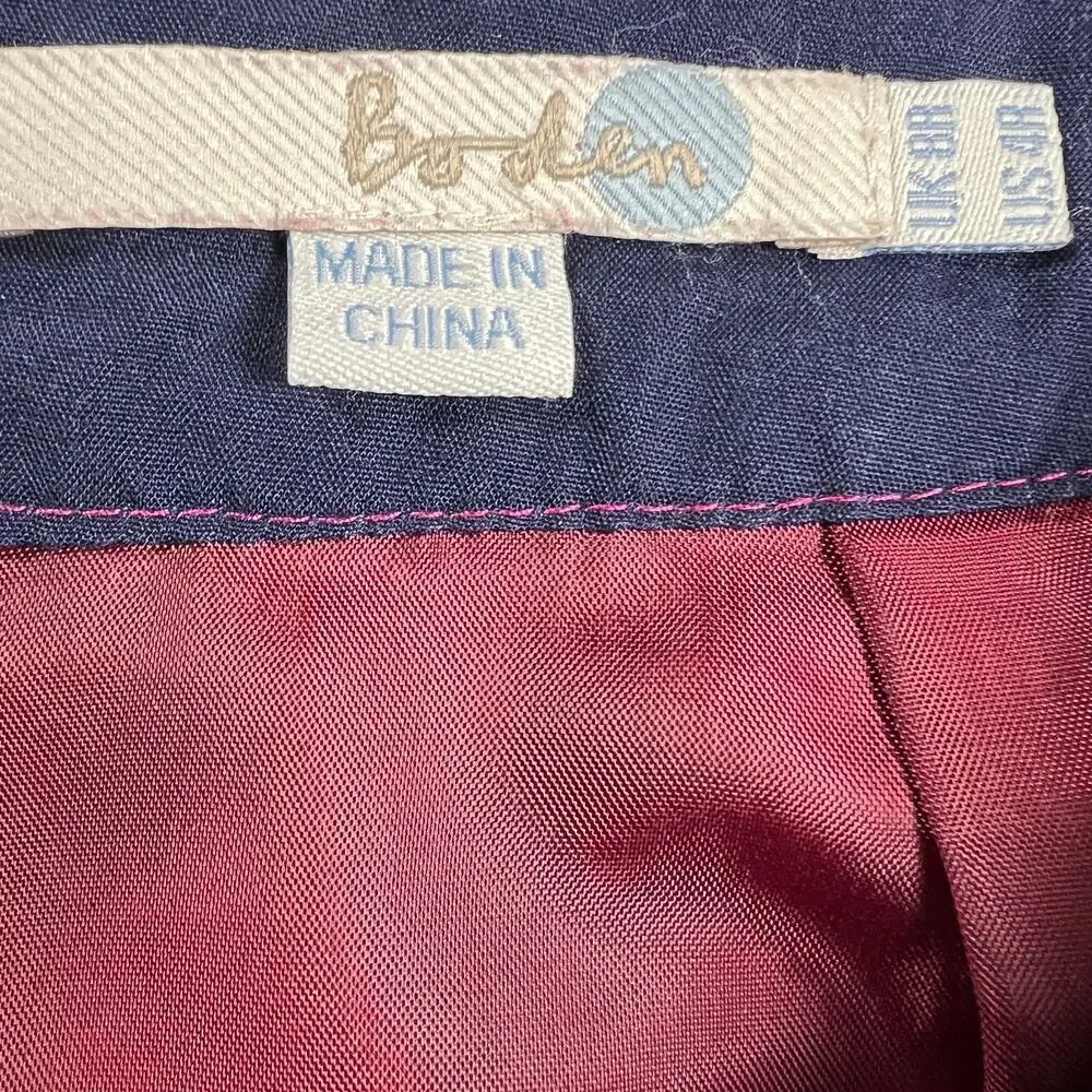 Boden 100% Cotton Twill A-Line Skirt Burgundy Cranberry Floral Size 4
